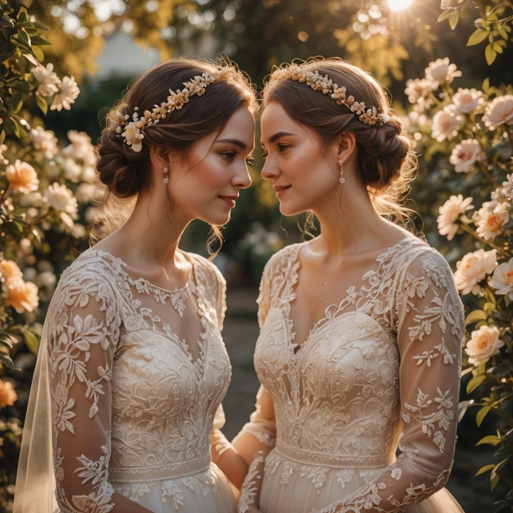Two Brides in Embroidered Dresses, Wedding Photography