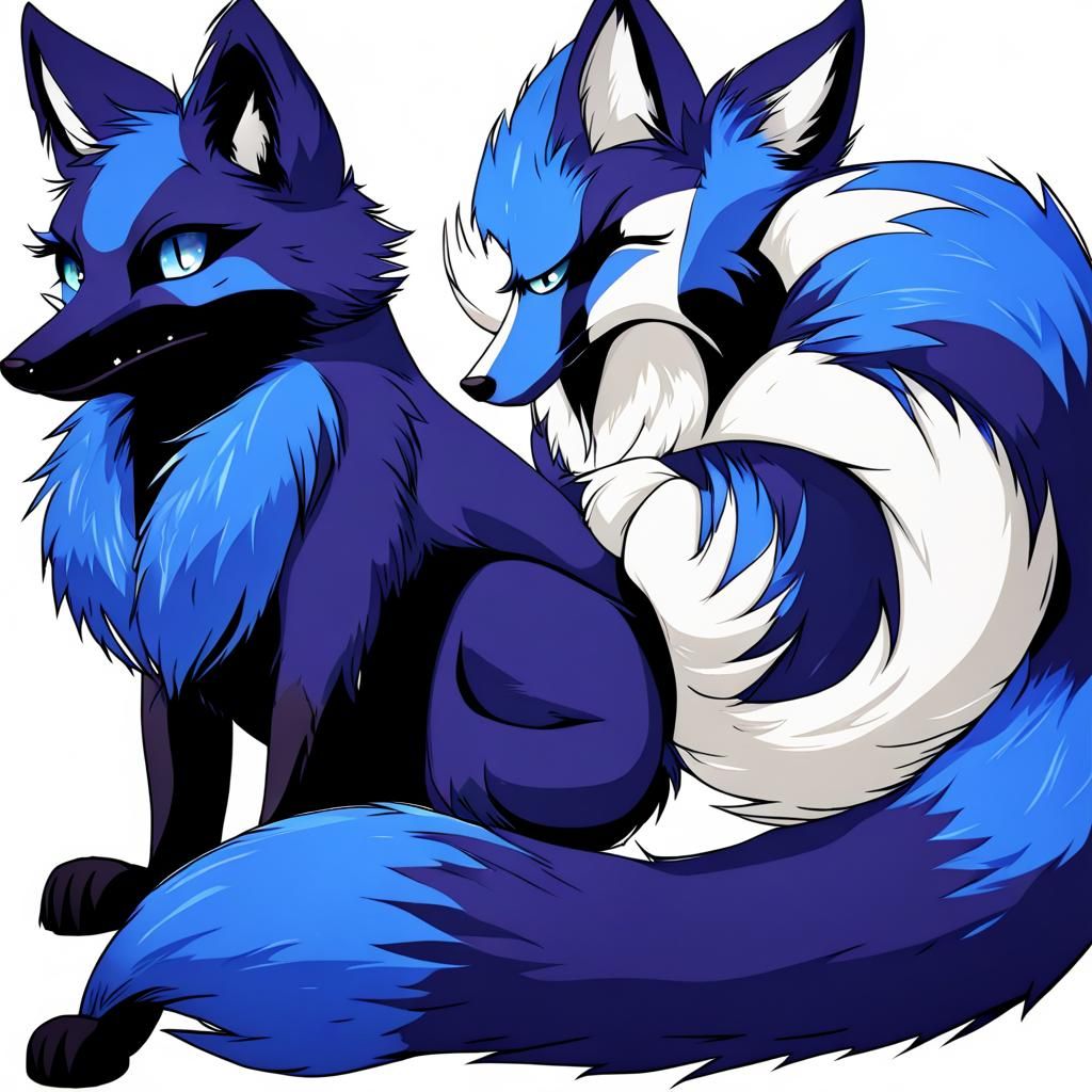 Goth Anime Blue Fox Anthro Furry Character