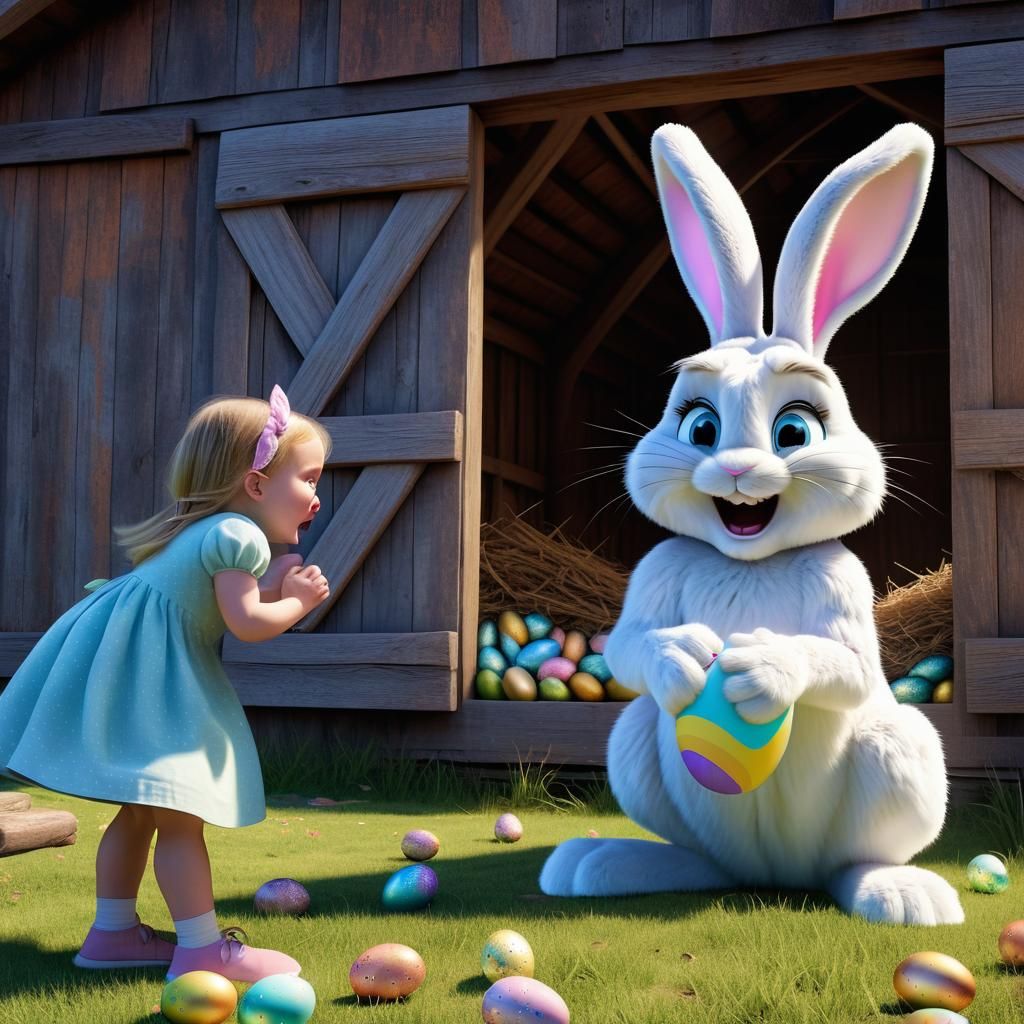 Giant Easter Bunny Steals Egg From Crying Girl