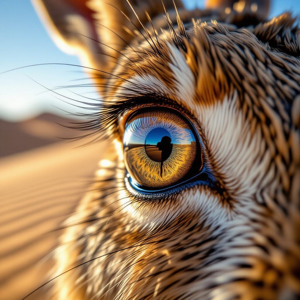 Desert Hare Eye Macro Photo