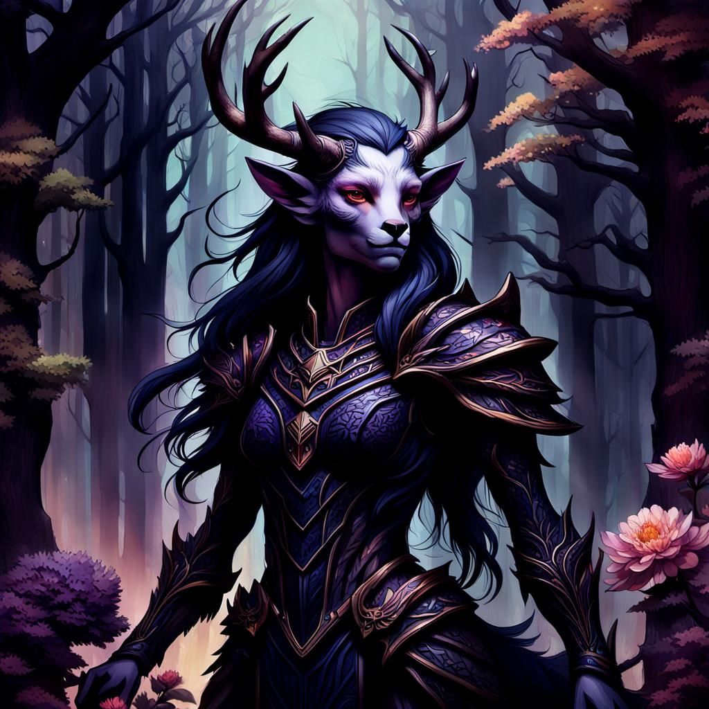 Ethereal Deer Hybrid in Vibrant Landscape