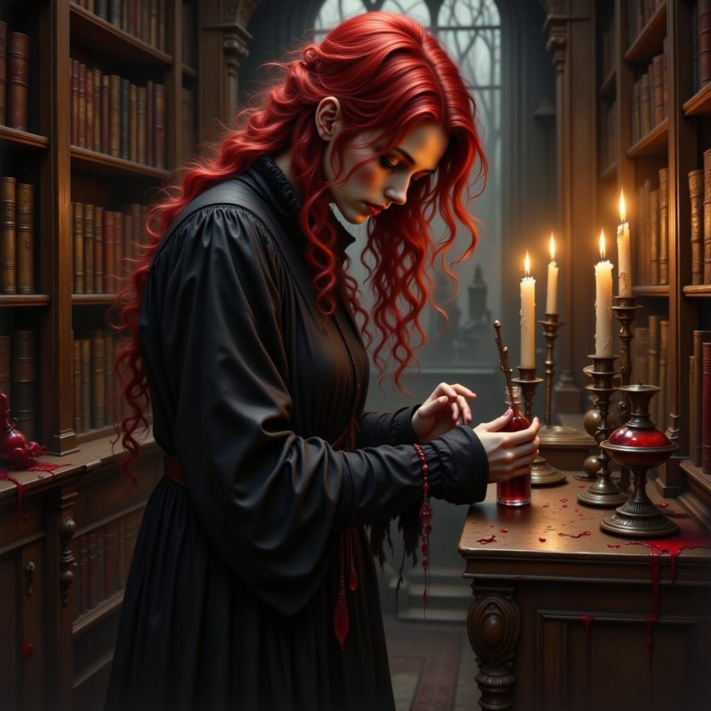 Noir Fantasy Magistrate in Candlelit Chambers