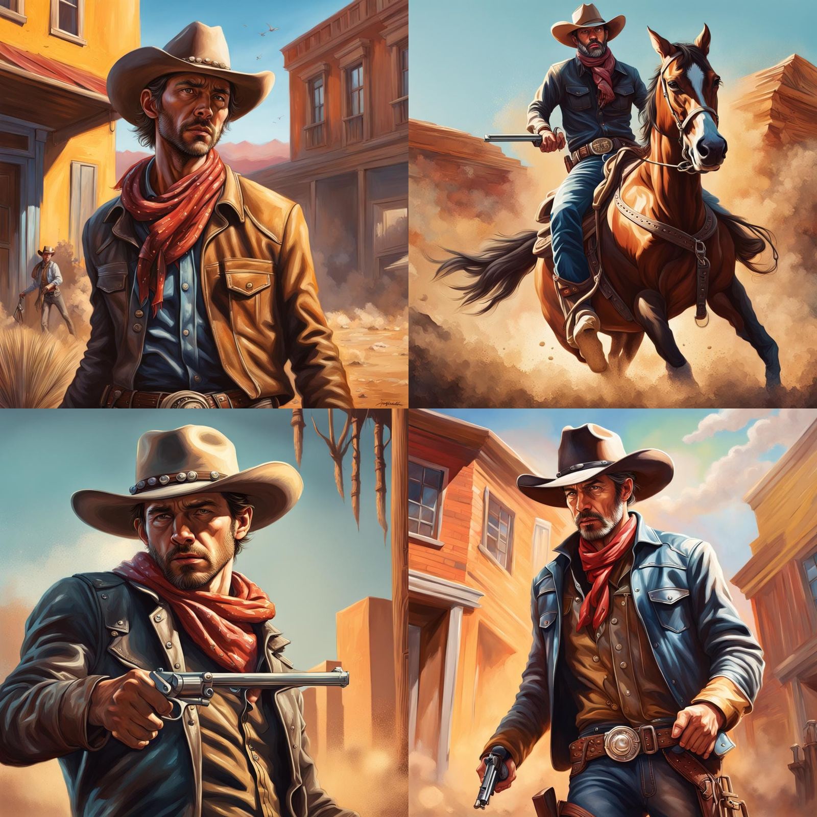 Hyperrealistic Cowboy Bank Robbery Concept Art