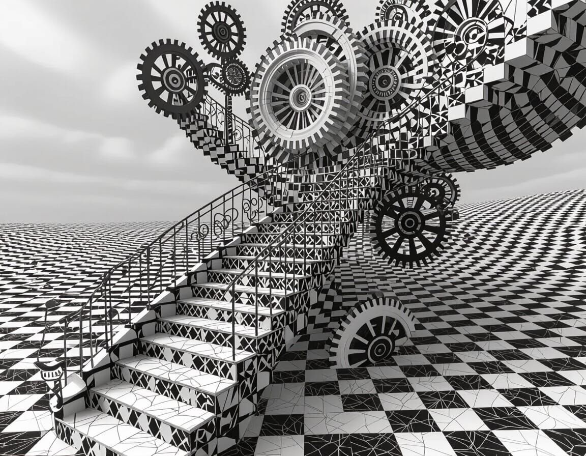 Surreal Wirework Sculpture in Geometric Style