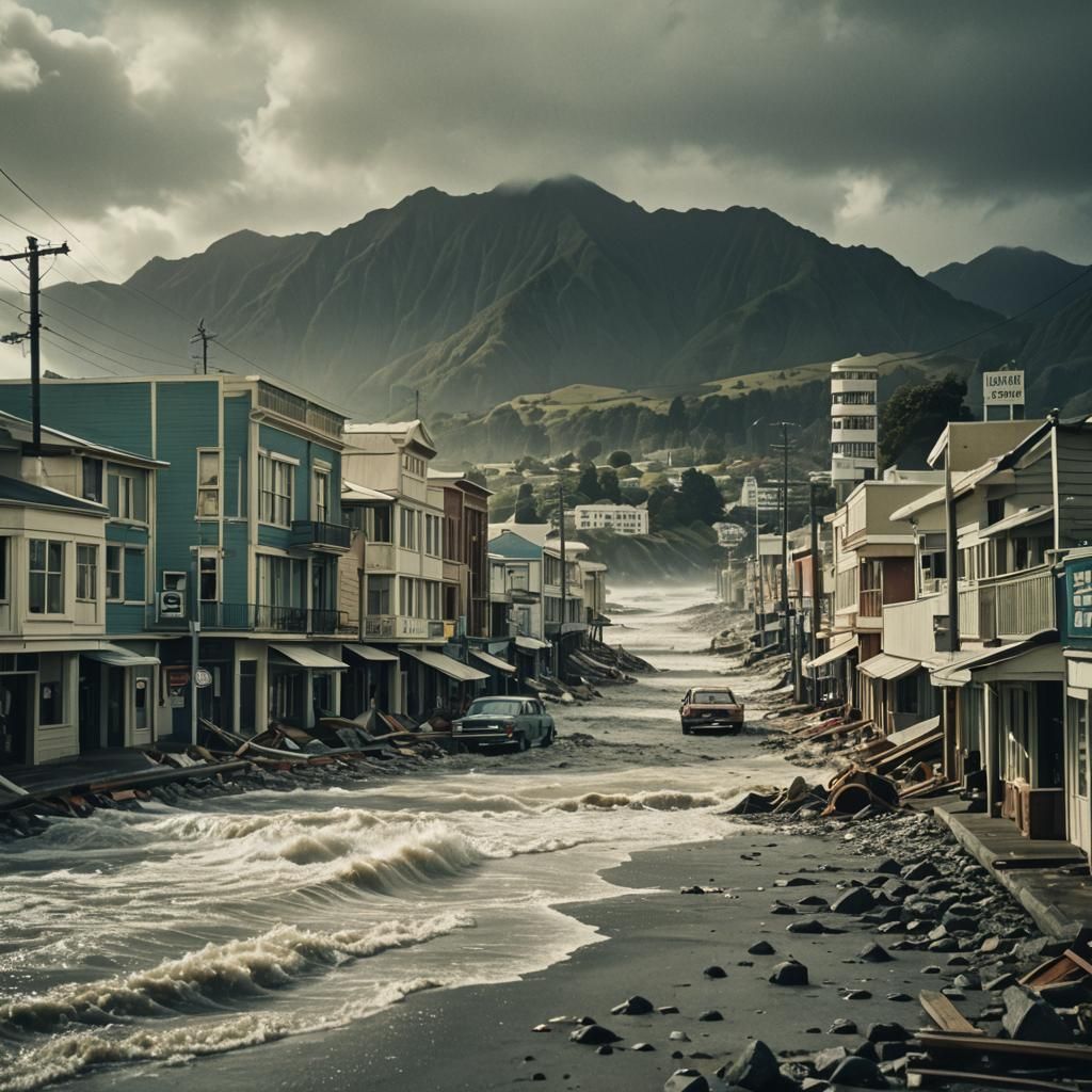 New Zealand Town Hit by Tsunami in Art Deco Style