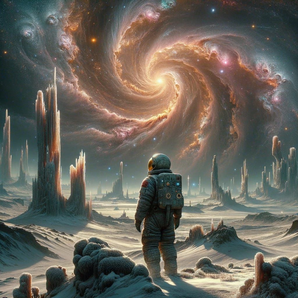 Majestic Astronaut Stands Amidst Vibrant Alien Landscape in ...