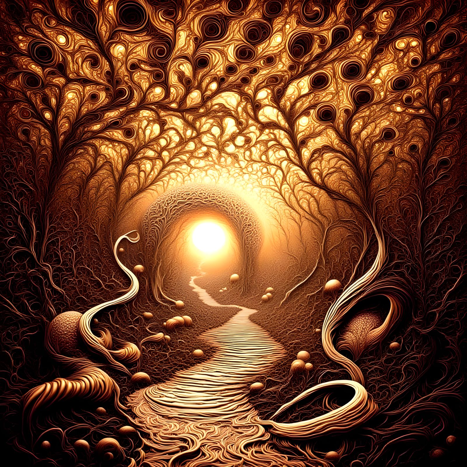 Abstract Cellular Landscape with Flowing Forms