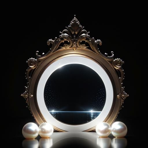 White Pearl Reflection on Mirror in Macro Shot