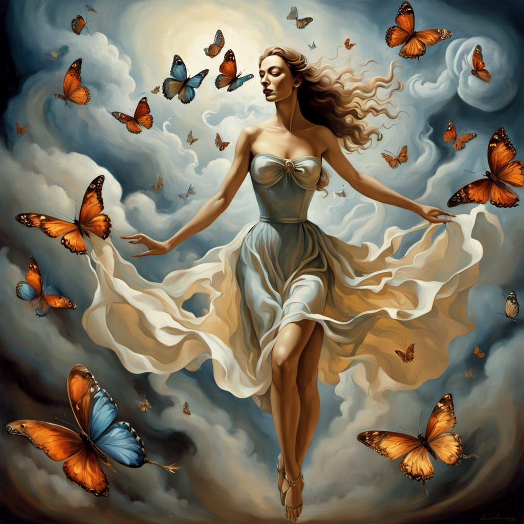 Woman Breaks Free From Illusion in Surreal Digital Painting