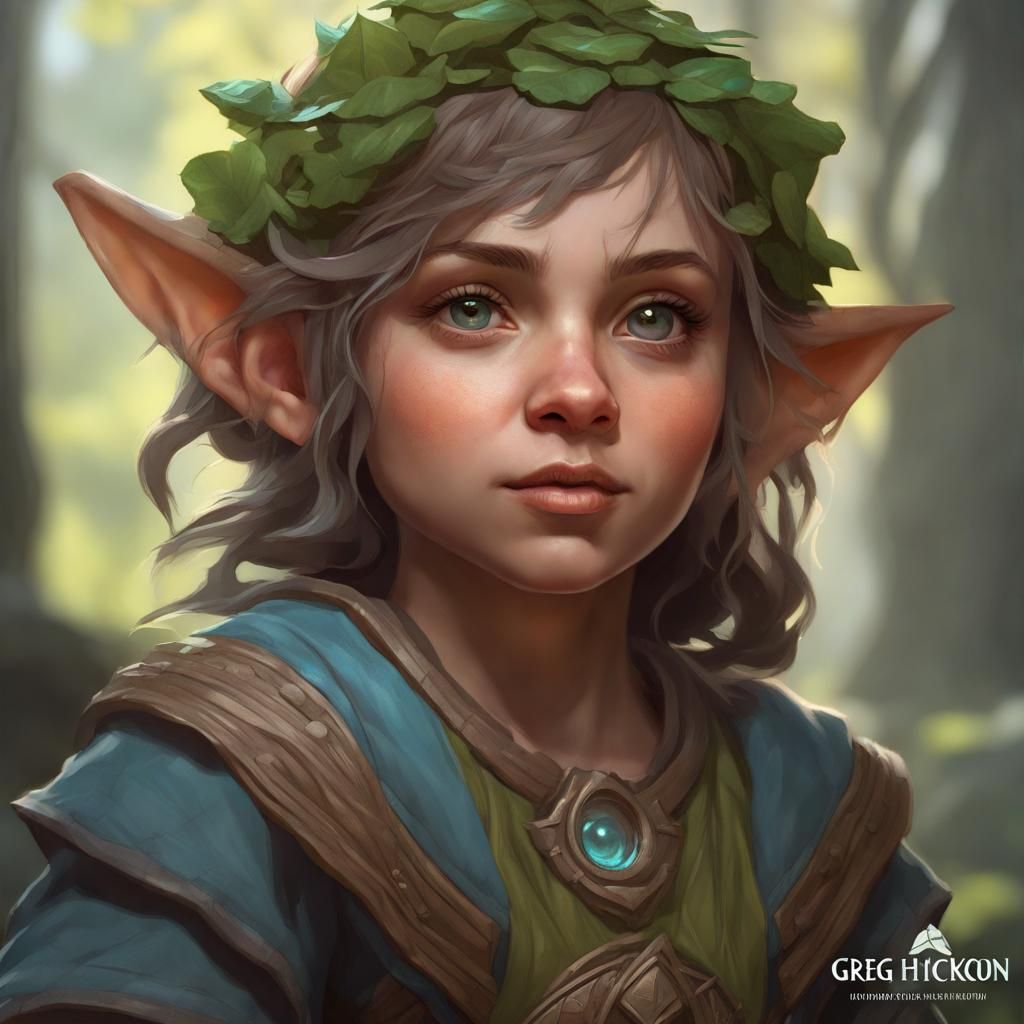 Halfling Druid Portrait in Detailed Art Nouveau Style