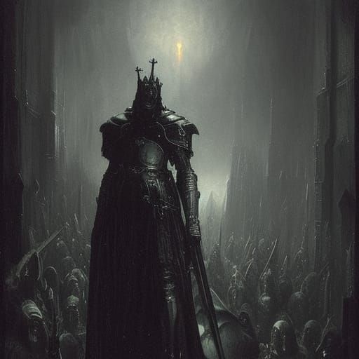 Gothic Vampire Knight in Heavy Black Armor