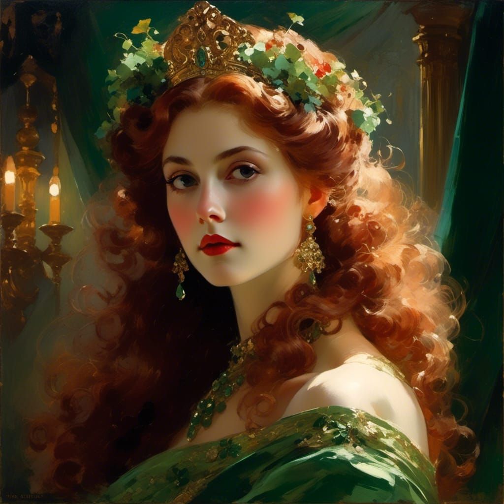 Victorian Princess in Brocade Gown Portrait