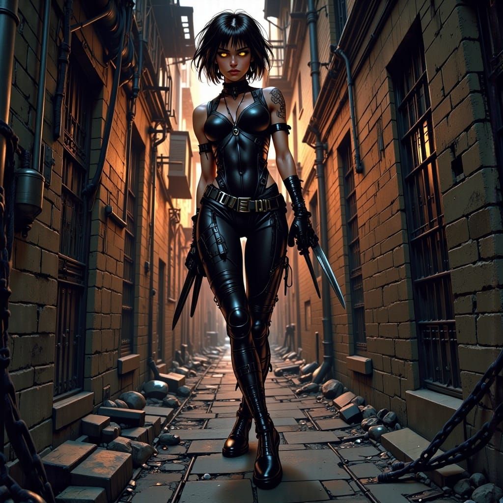 Agile Rogue Leaping in Shadow, Anime Concept Art