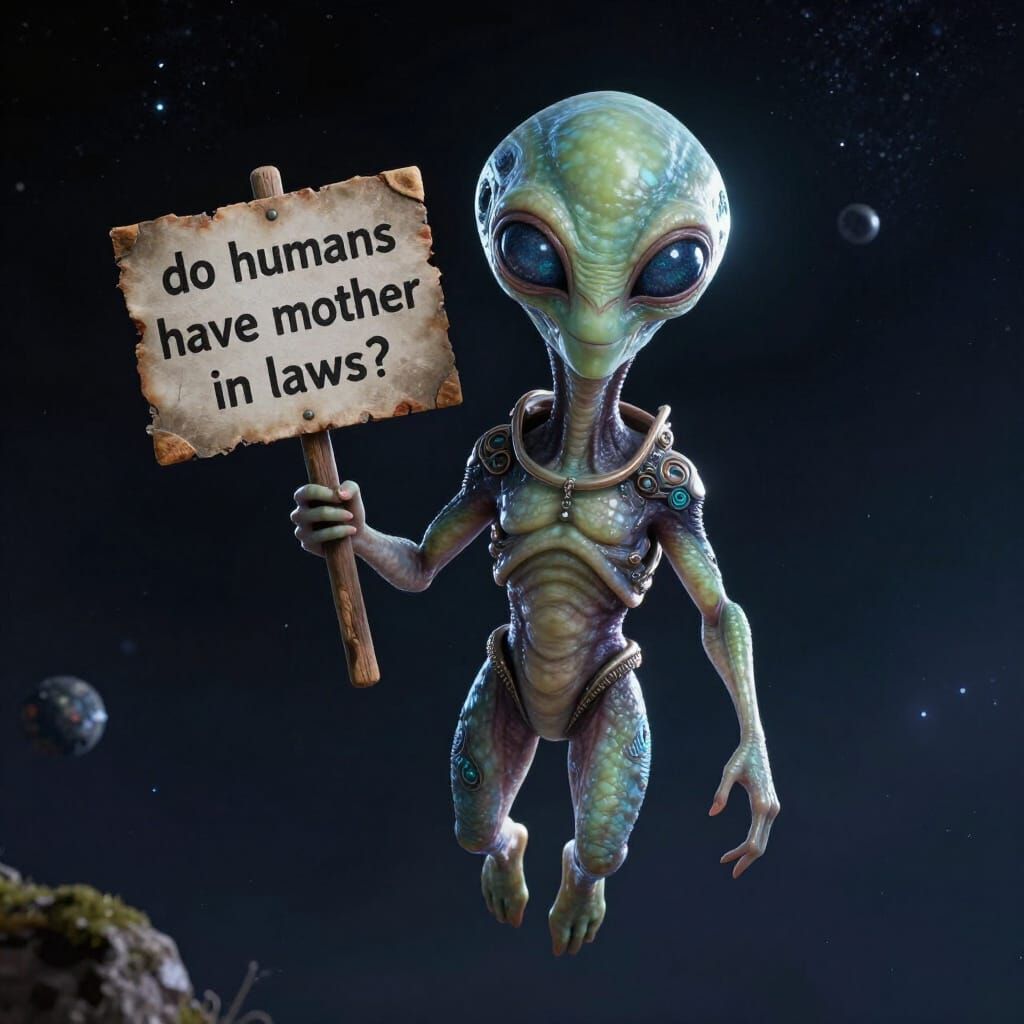 Alien Asks About Mother-In-Laws in Space 3D Art