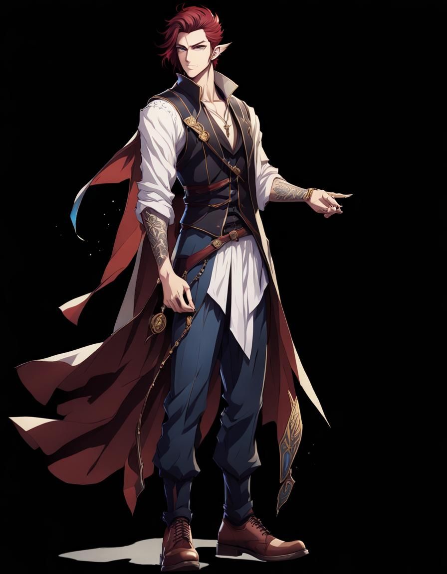 Anime Style Elf with Flowing Blue Cape