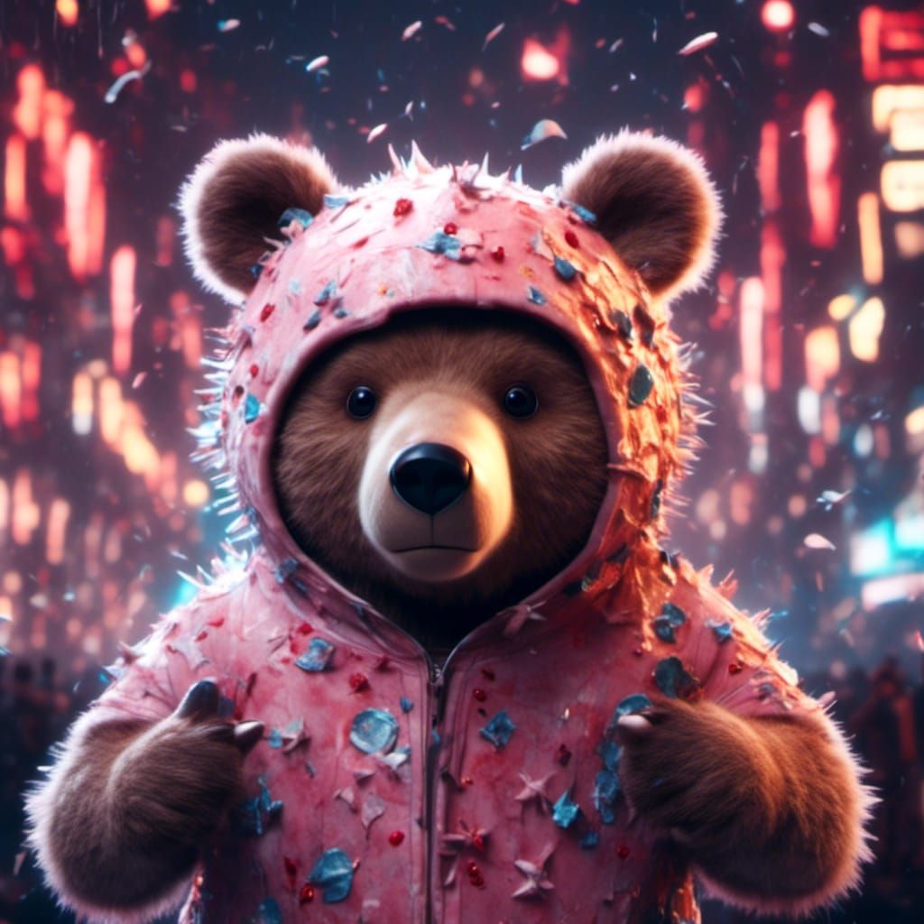 Cute Bear in Shark Costume, 3D Animation