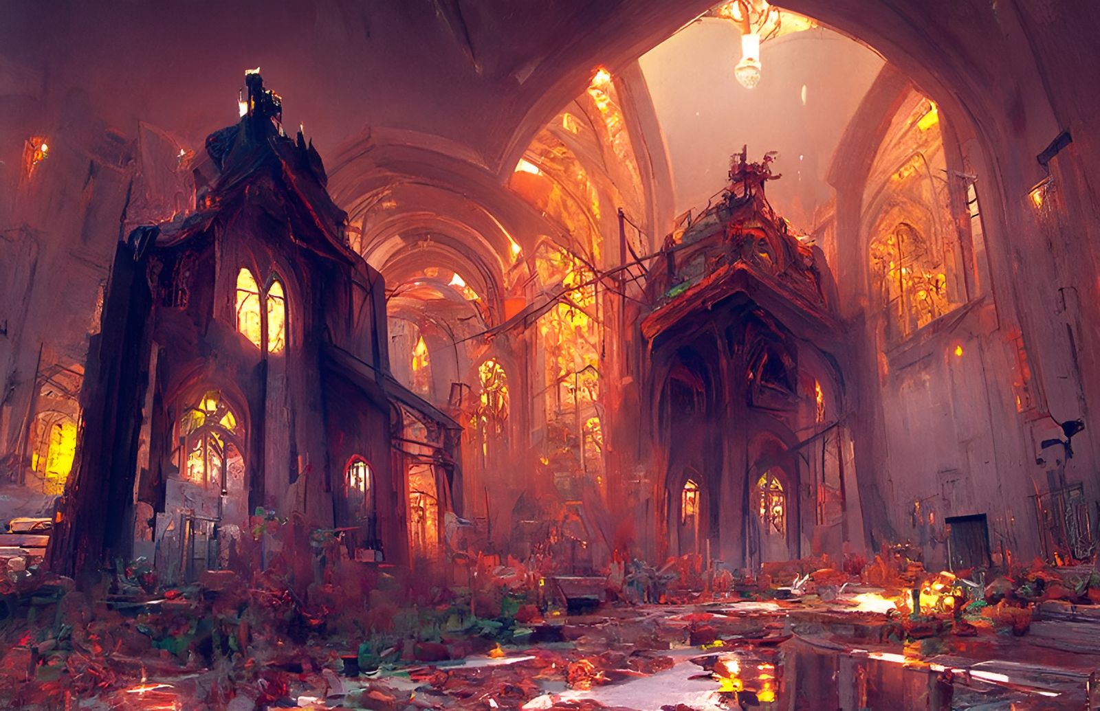 Sinister Cathedral Ruins at Noon