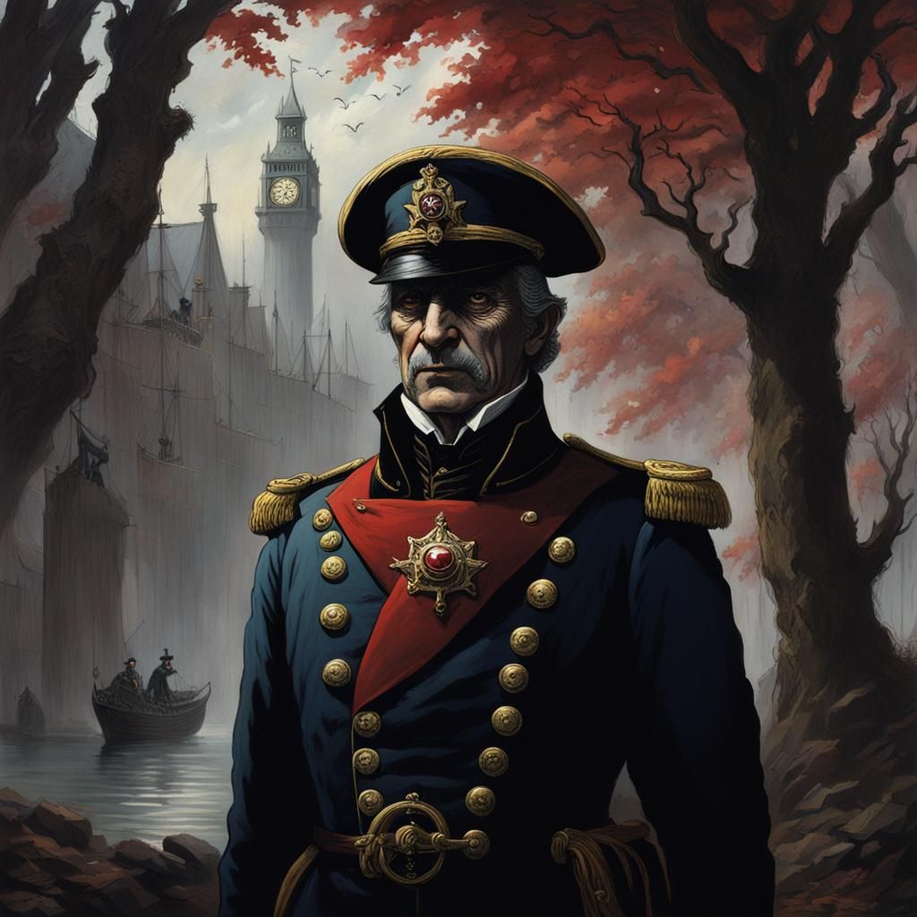 Vampire British Navy Captain in Engraving Style