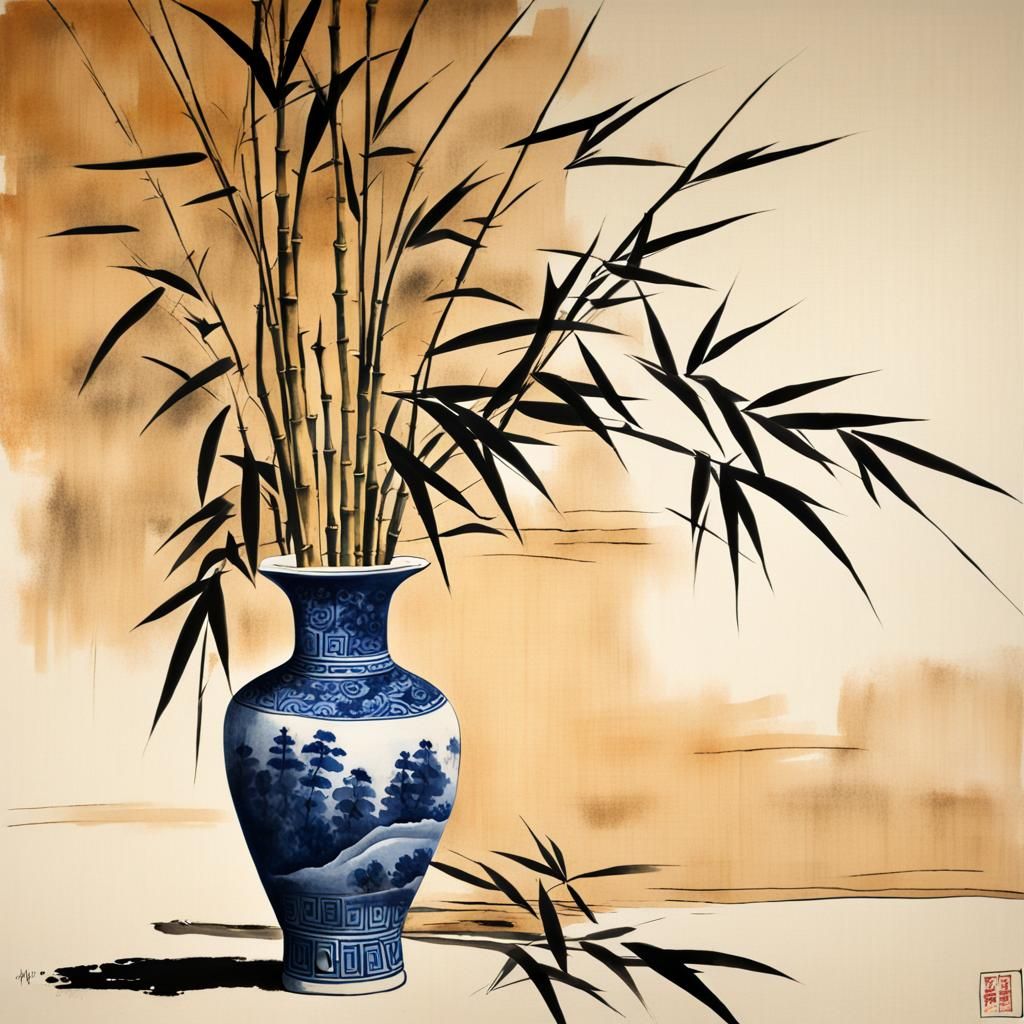 Flowering Bamboo Still Life in Ming Dynasty Style