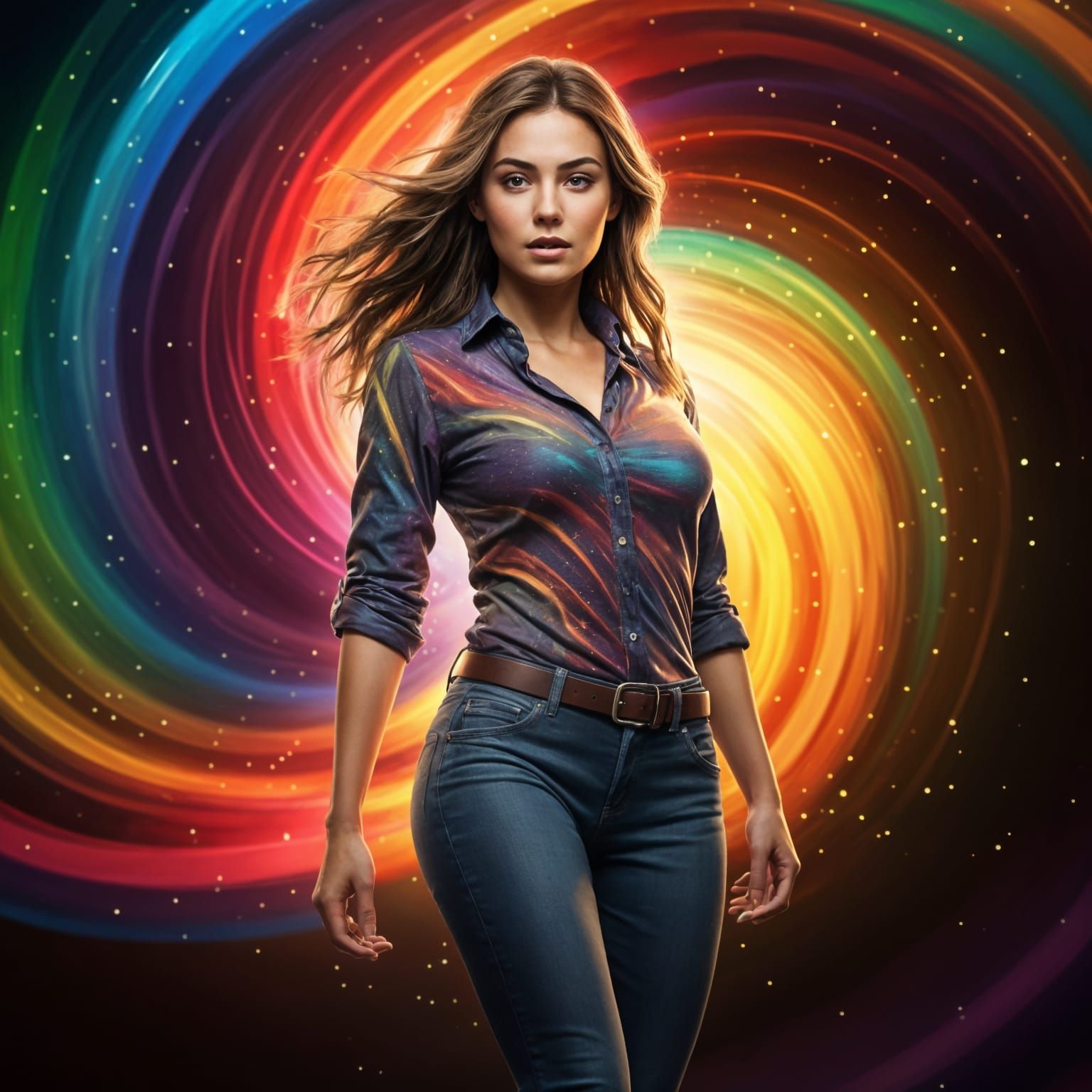 Majestic Movie Starlet in Vibrant Rainbow Hues