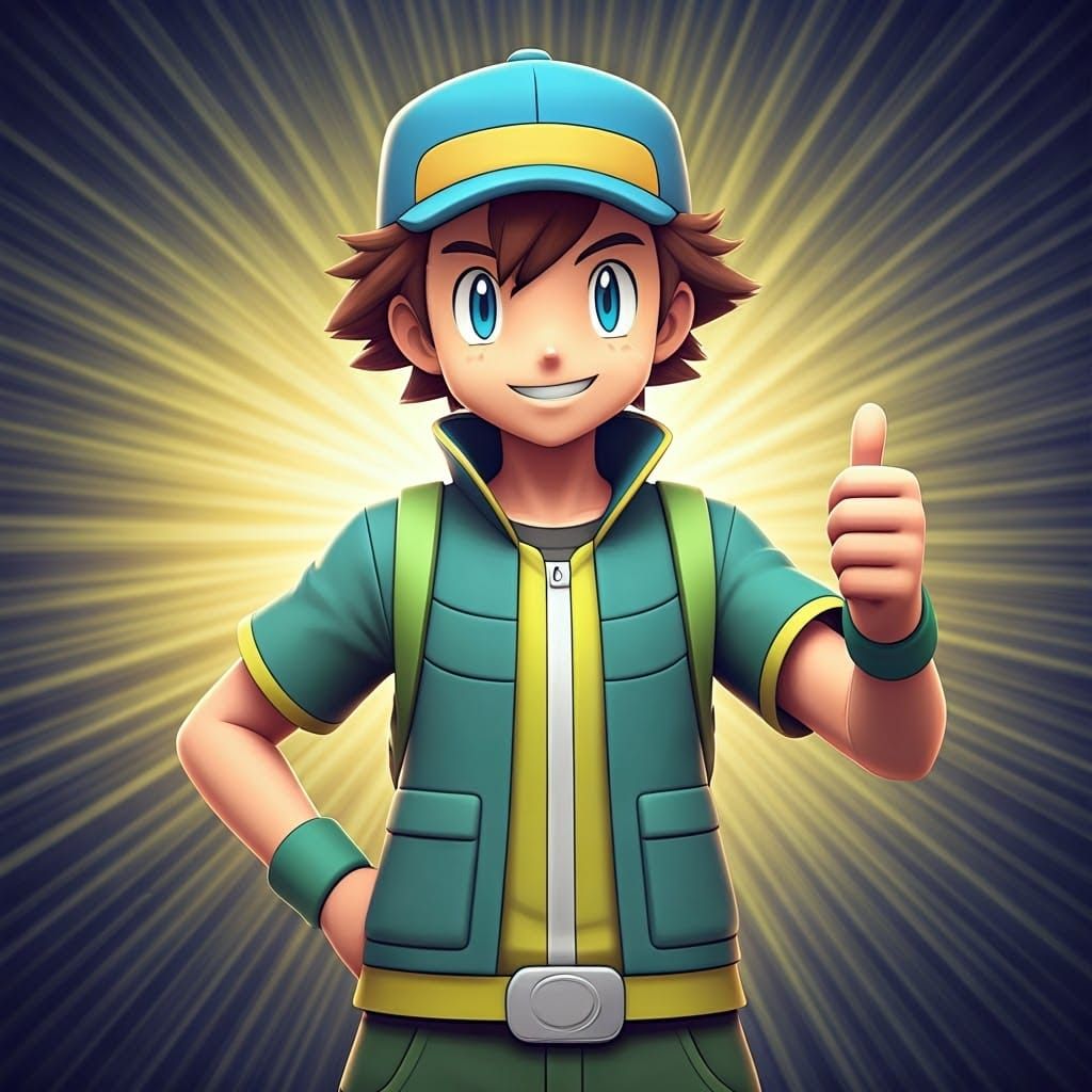 Confident Pokémon Trainer Smiles in Vibrant 4K