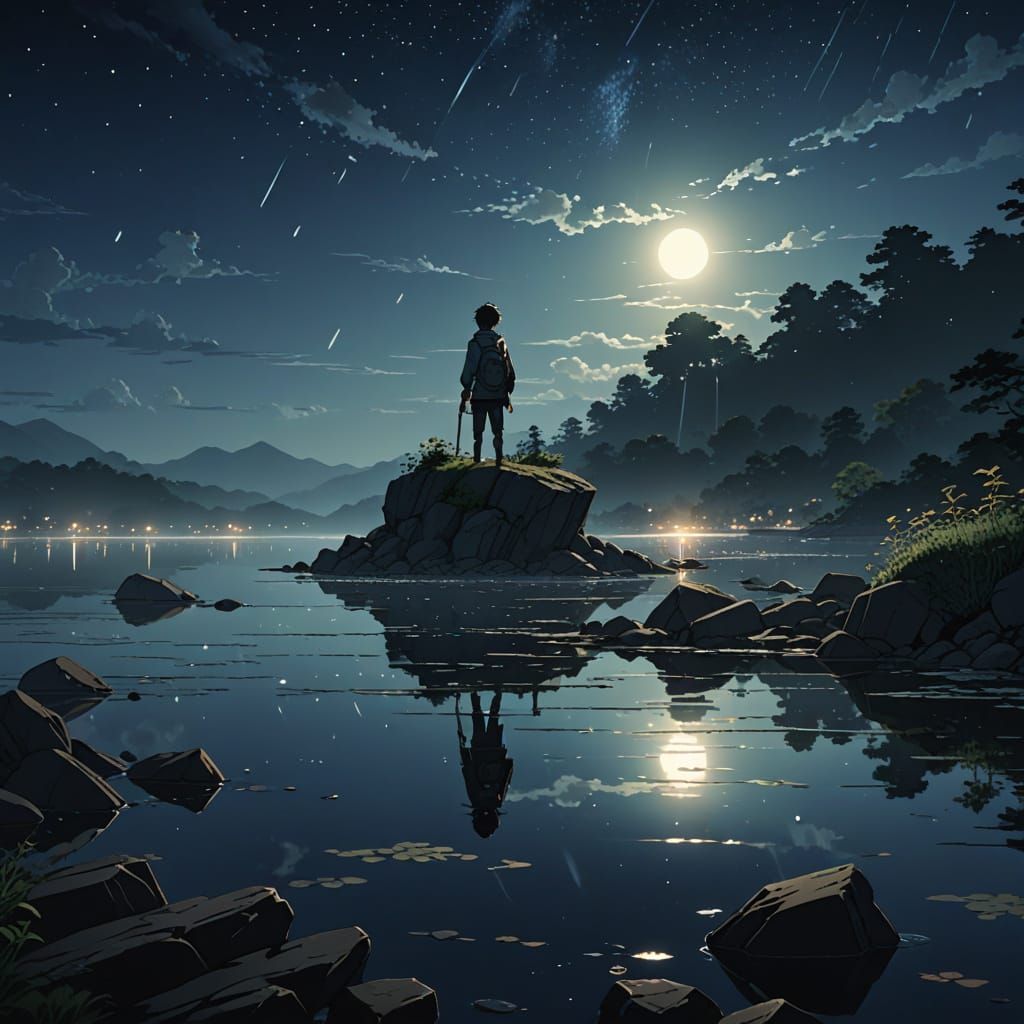 Surreal Anime Landscape with Vibrant Watercolor Style