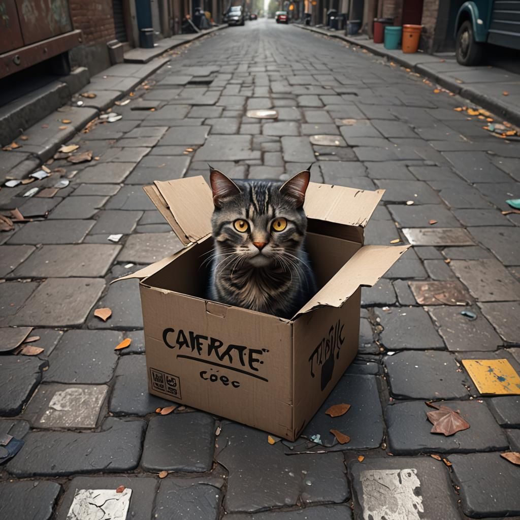 A Poor Cat in a Box: Detailed Matte Painting