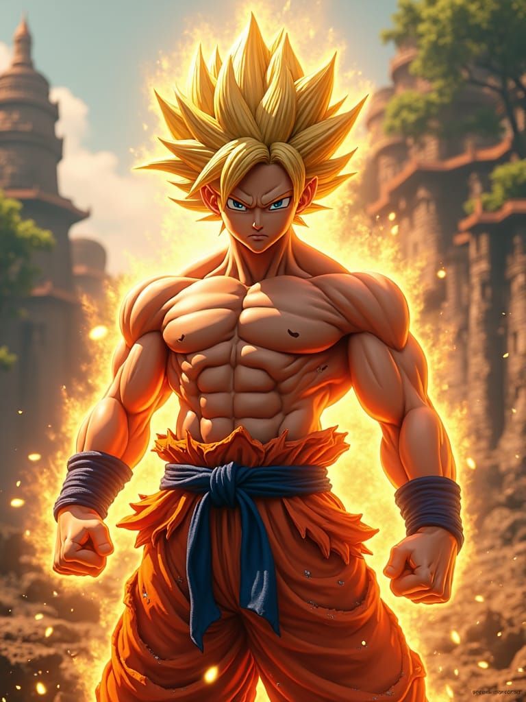 Dynamic 3D Anime Portrait of a Powerful Warrior