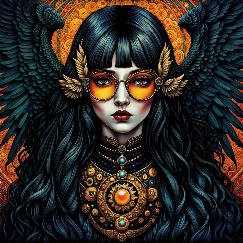 Emo Angel in Gothic Psychedelic Style