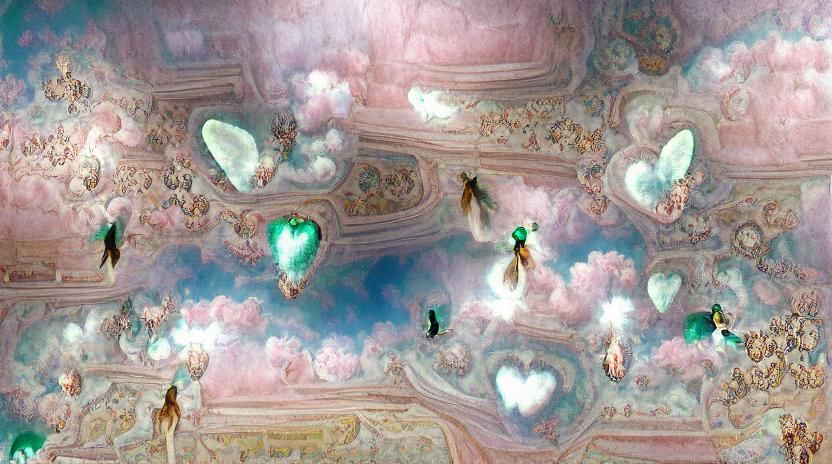 Floating Pink Palace with Dancing Angels