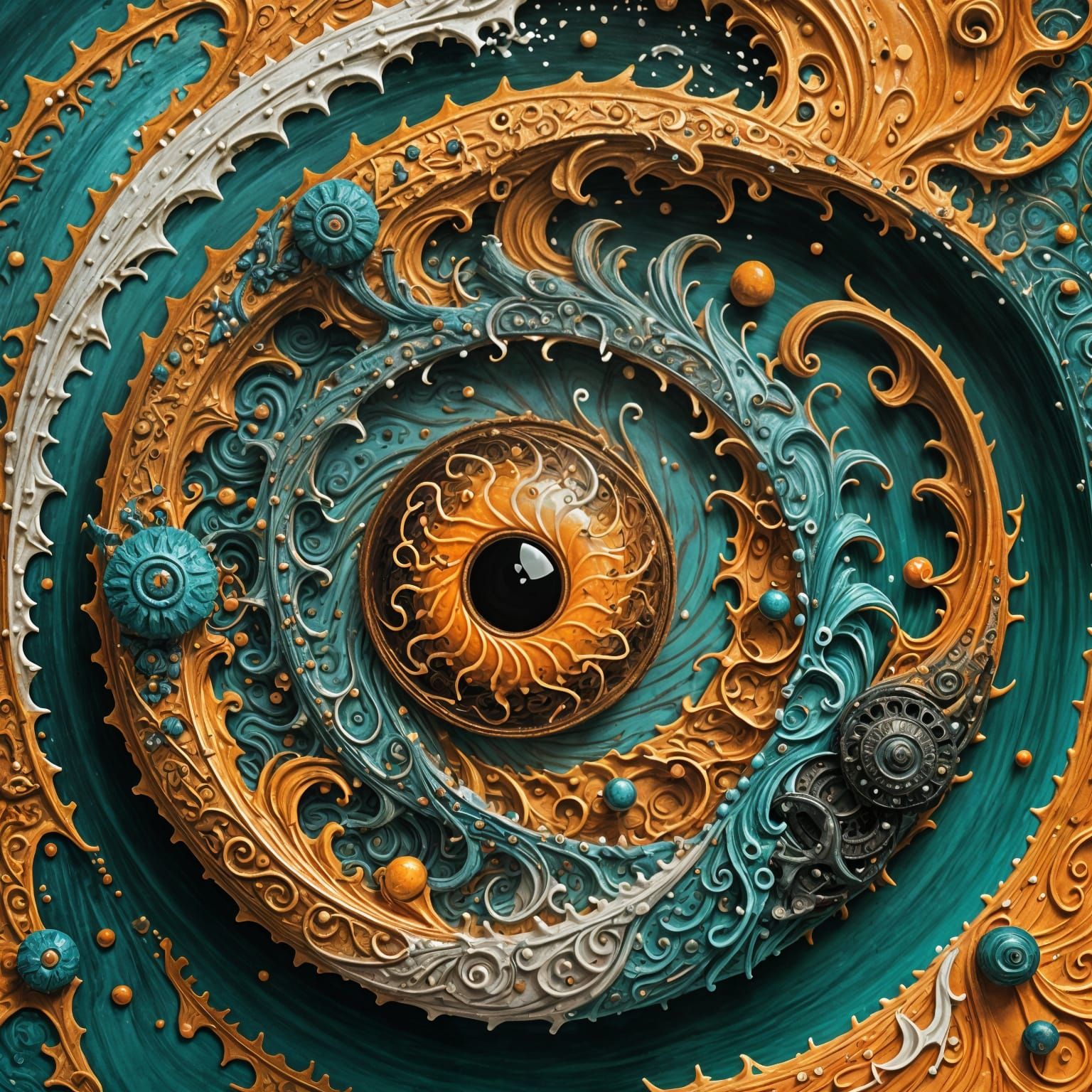 Yin and Yang Splash Art in Orange and Teal