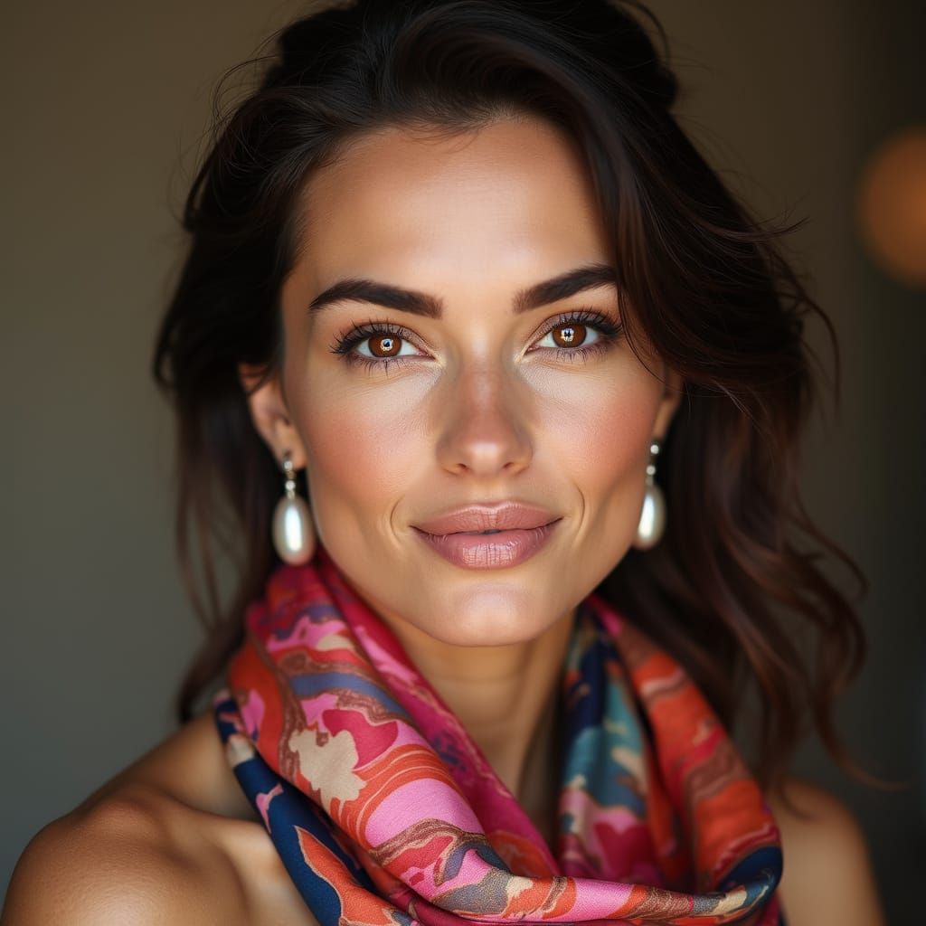 Confident Businesswoman Portrait in Silk Scarf