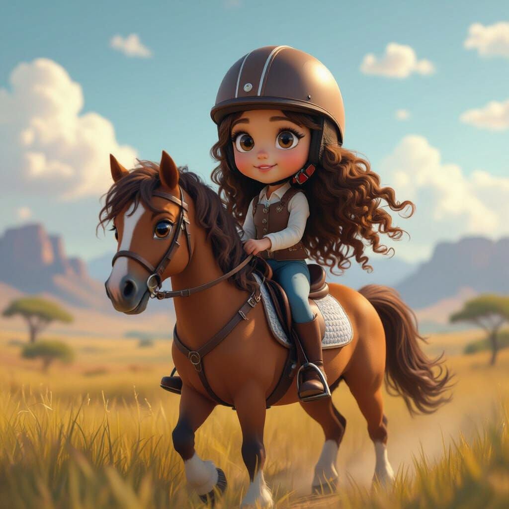 Girl and Pony in Dreamlike South African Landscape