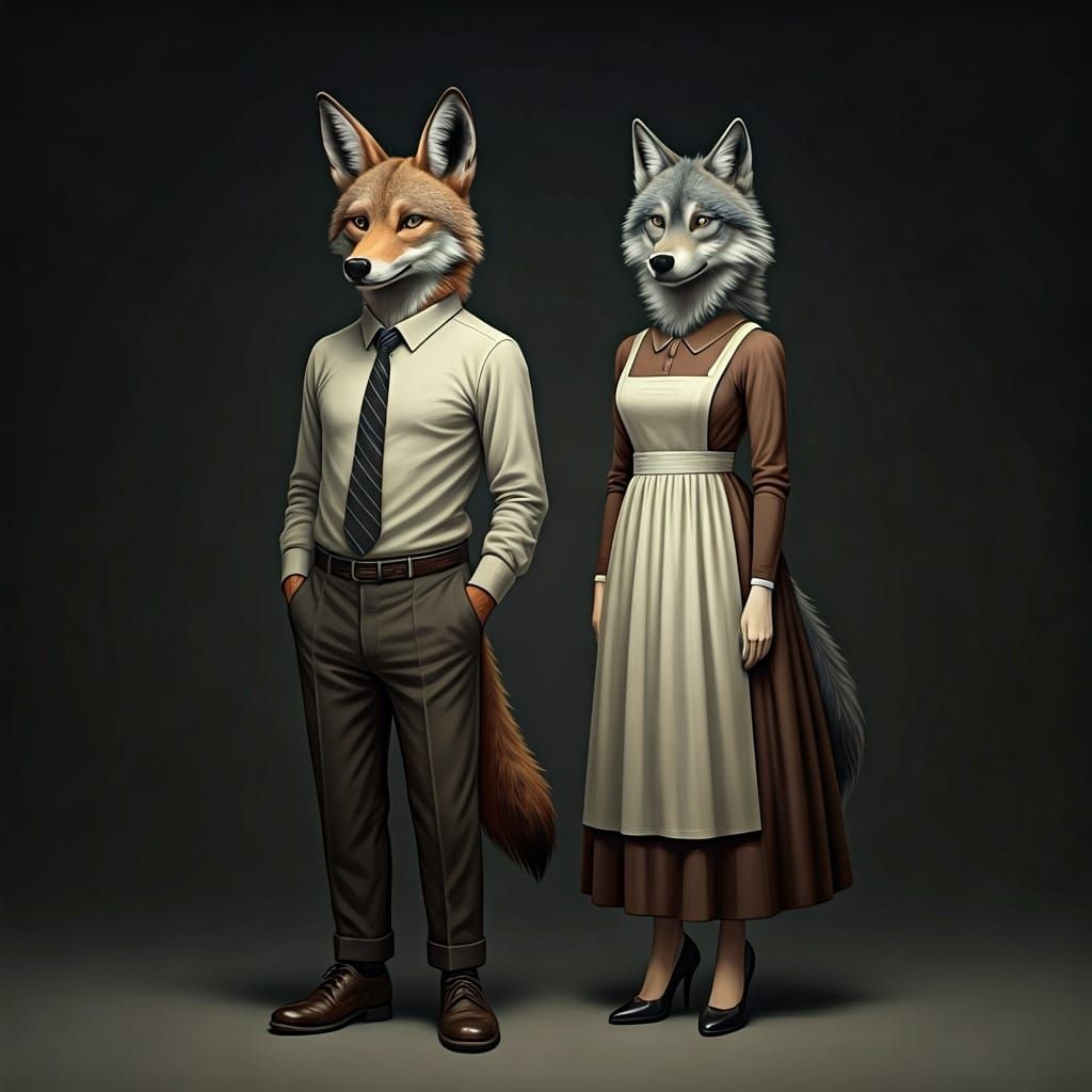 Coyote and Wolf in Human Attire