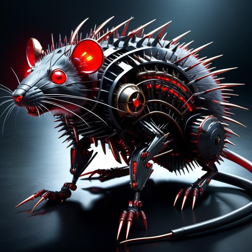 Biopunk Rat of the Future in Dystopian Cityscape