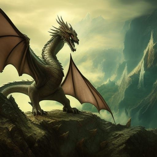 Psychic Dragon in a Detailed Fantasy Painting