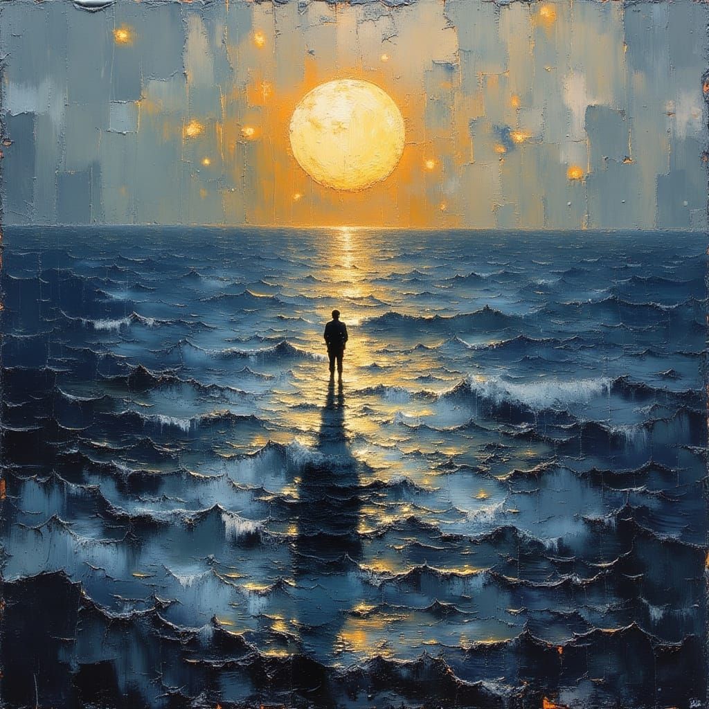 Apocalyptic Seascape with Sentry in Painterly Style