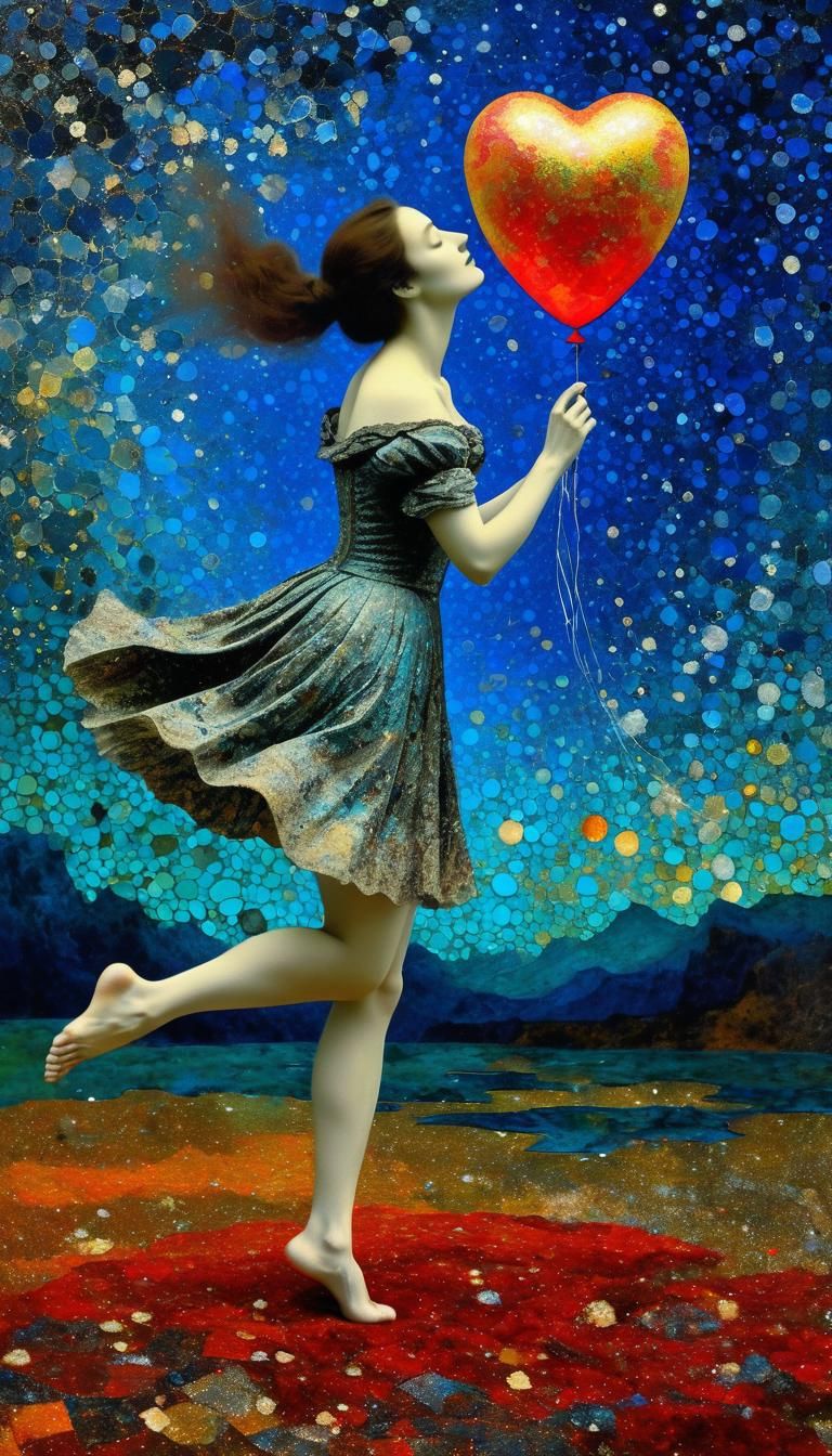 Surreal Dance with Bone-Fingers, in Grisaille Style