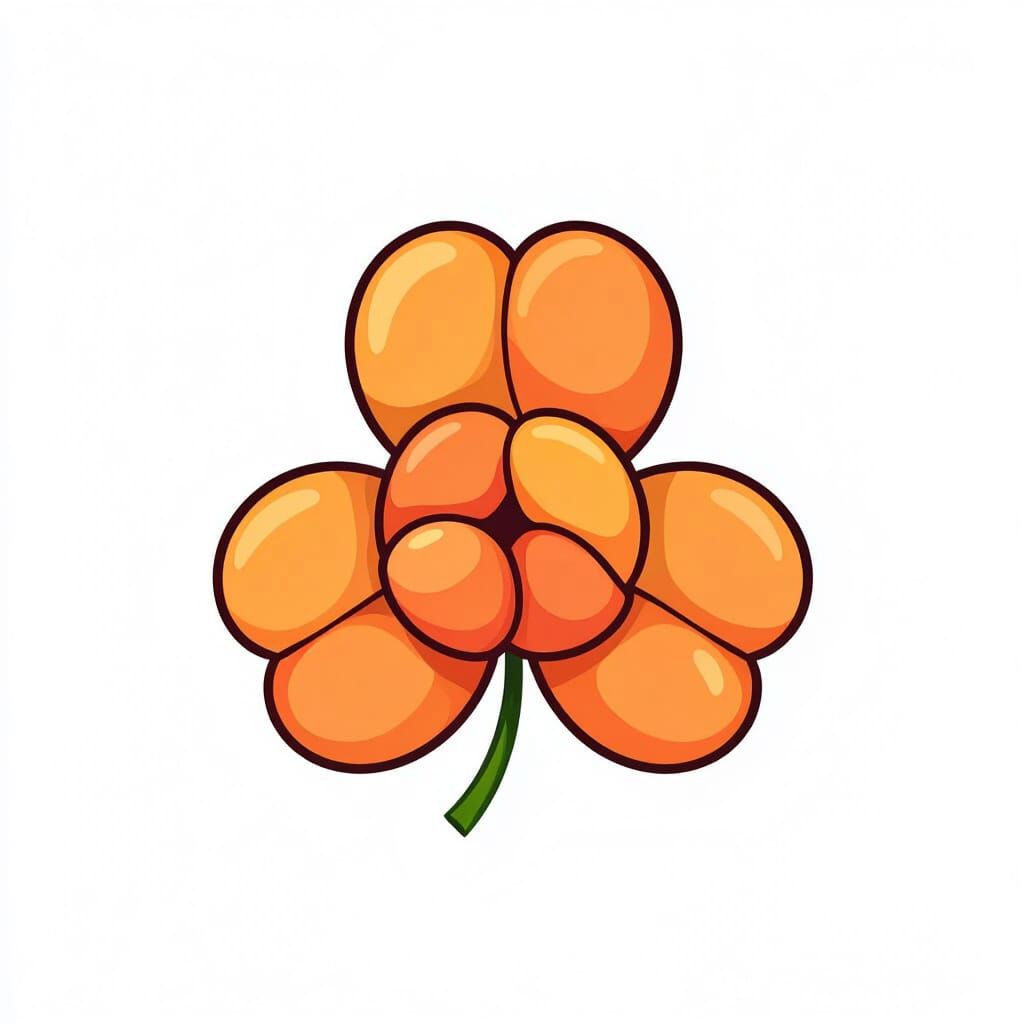 Minimalist Clover Icon with Peach Elements