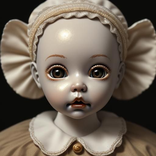 Hyper-Realistic Doll Portrait in Soft Golden Lighting