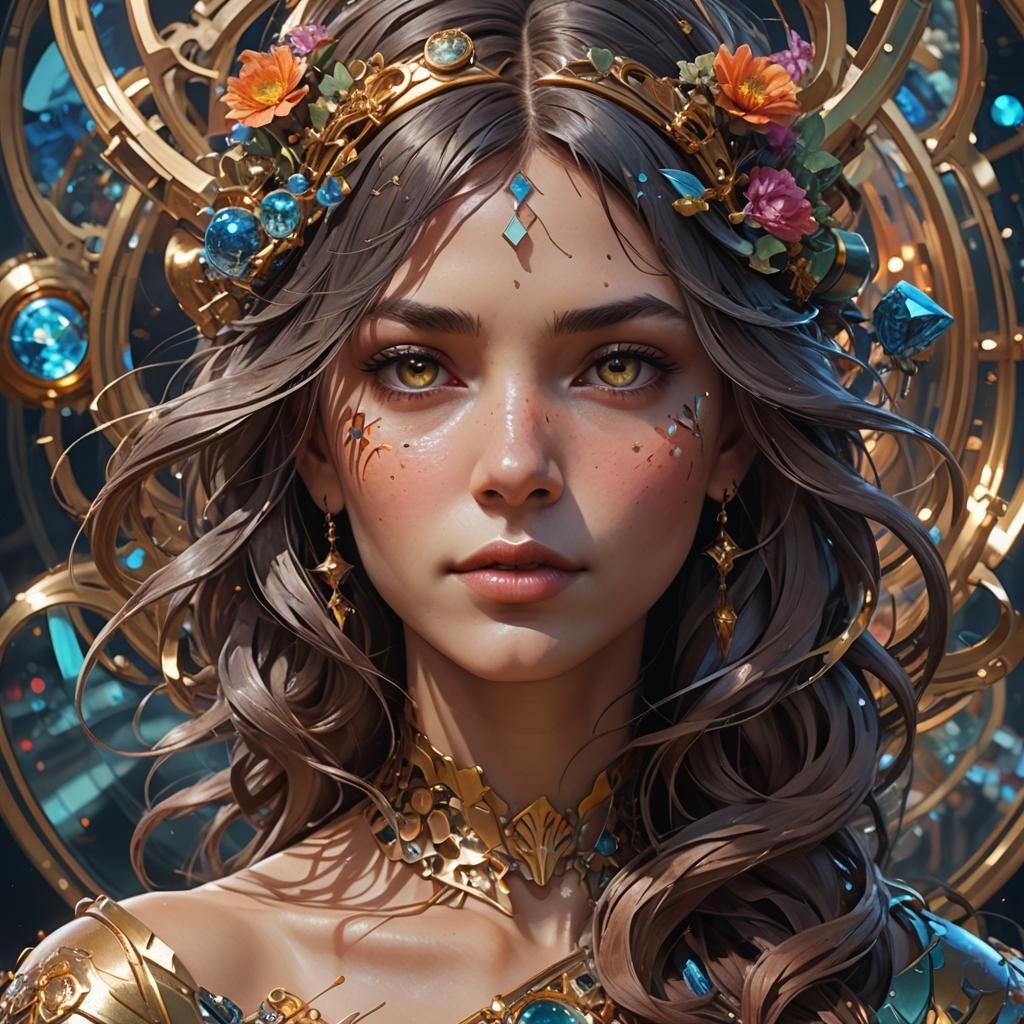 Detailed Planet Portrait in Digital Art Style