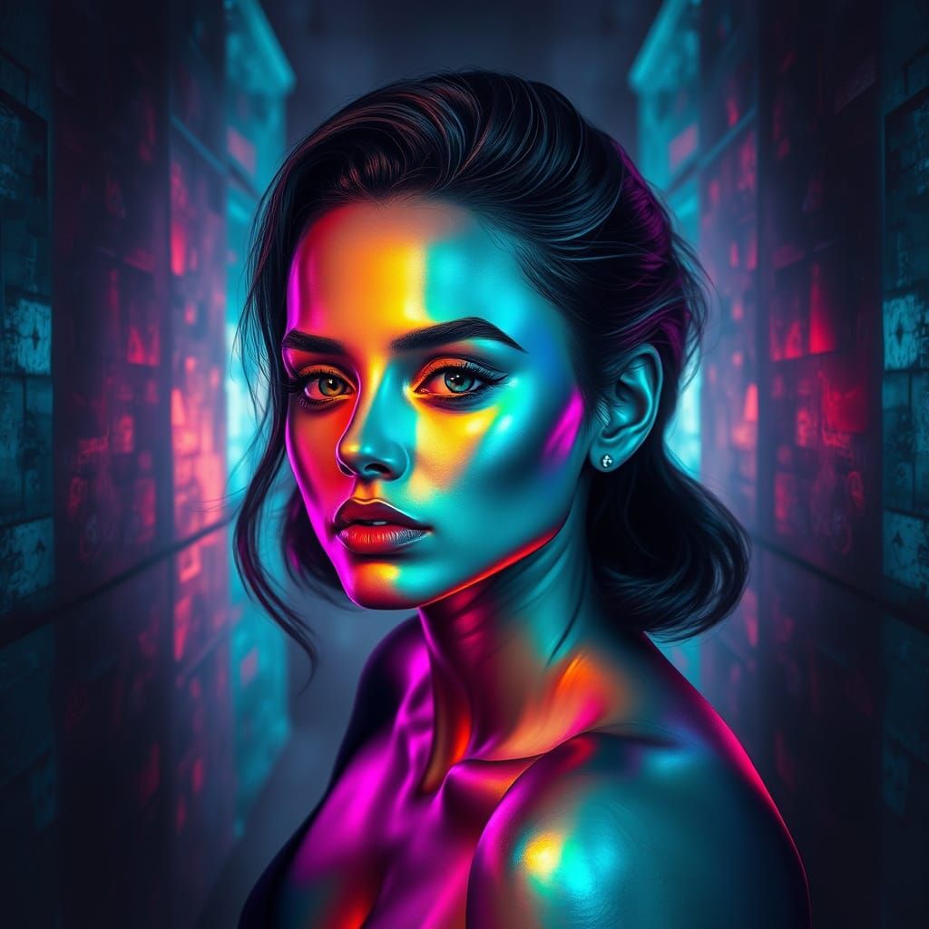 Glamorous Illusion Portrait with Volumetric Light