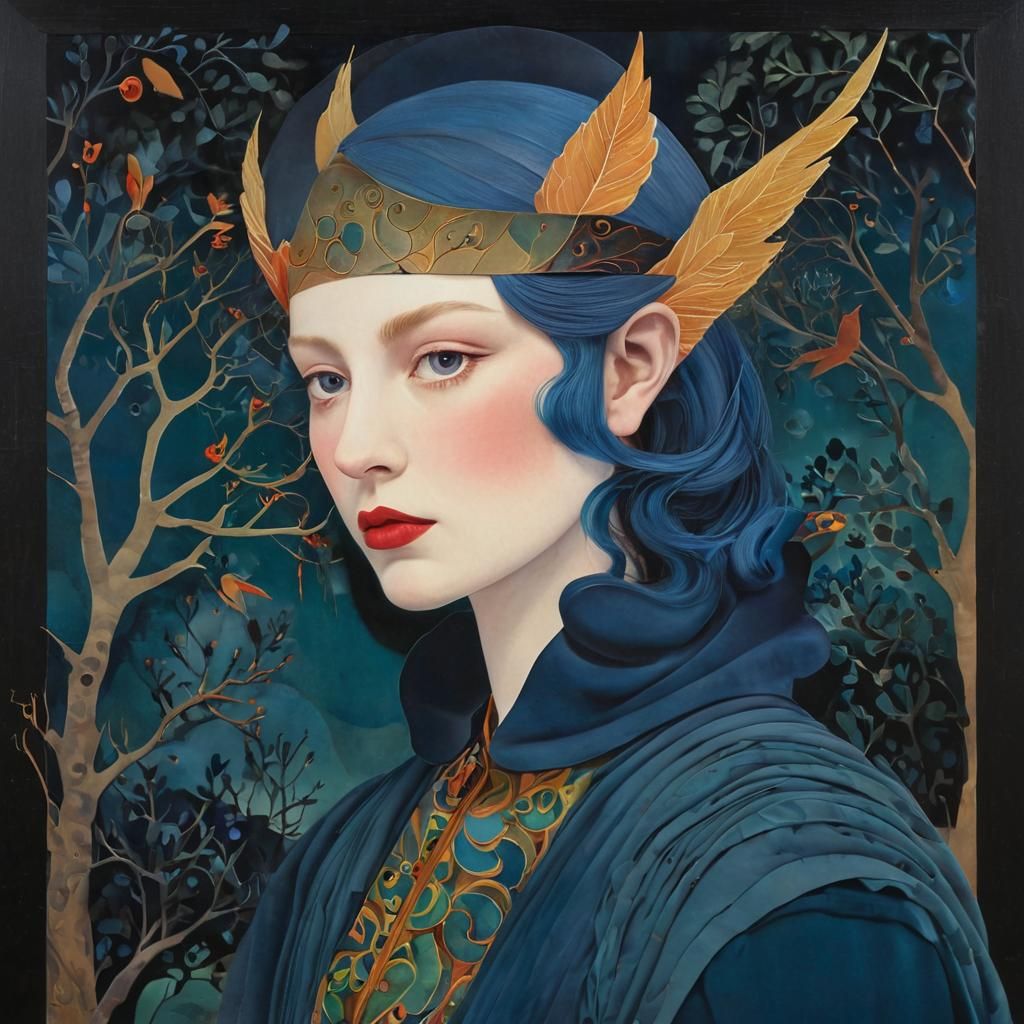 Moonlit Goddess in Dreamlike Landscape