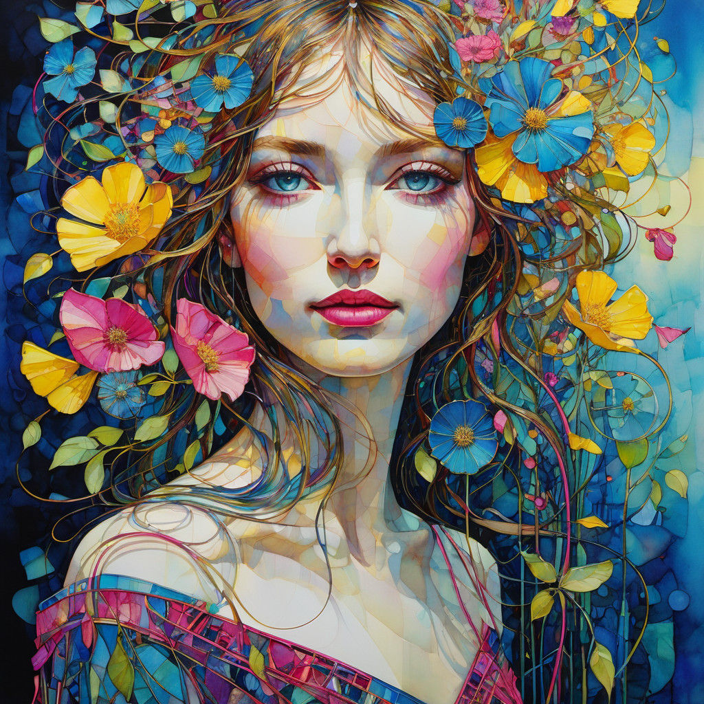 Vibrant Wildflower Art in Abstract Expressionism Style