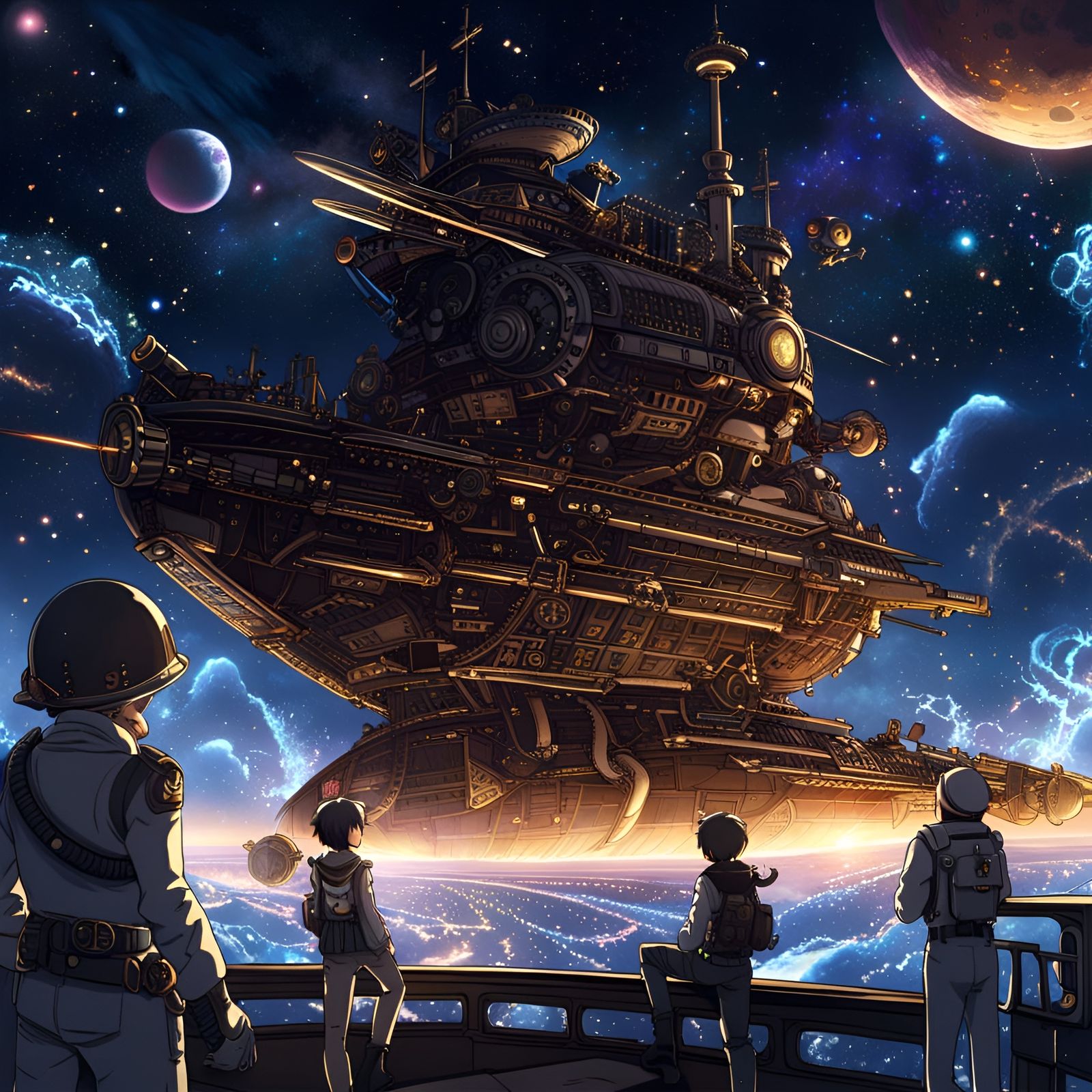 Space Pirate in Galaxy Scene, Anime Digital Art