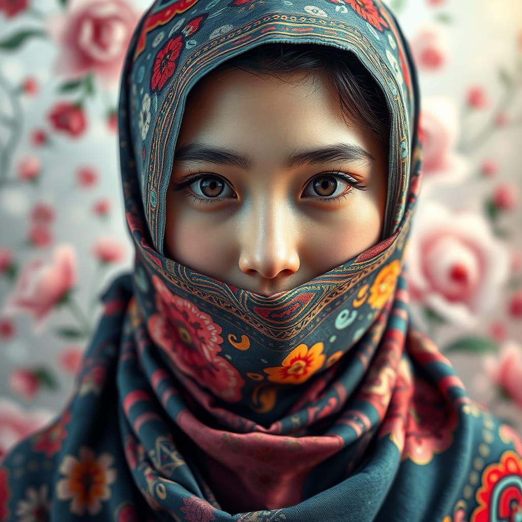 A portrait of a beautiful Uyghur's young woman