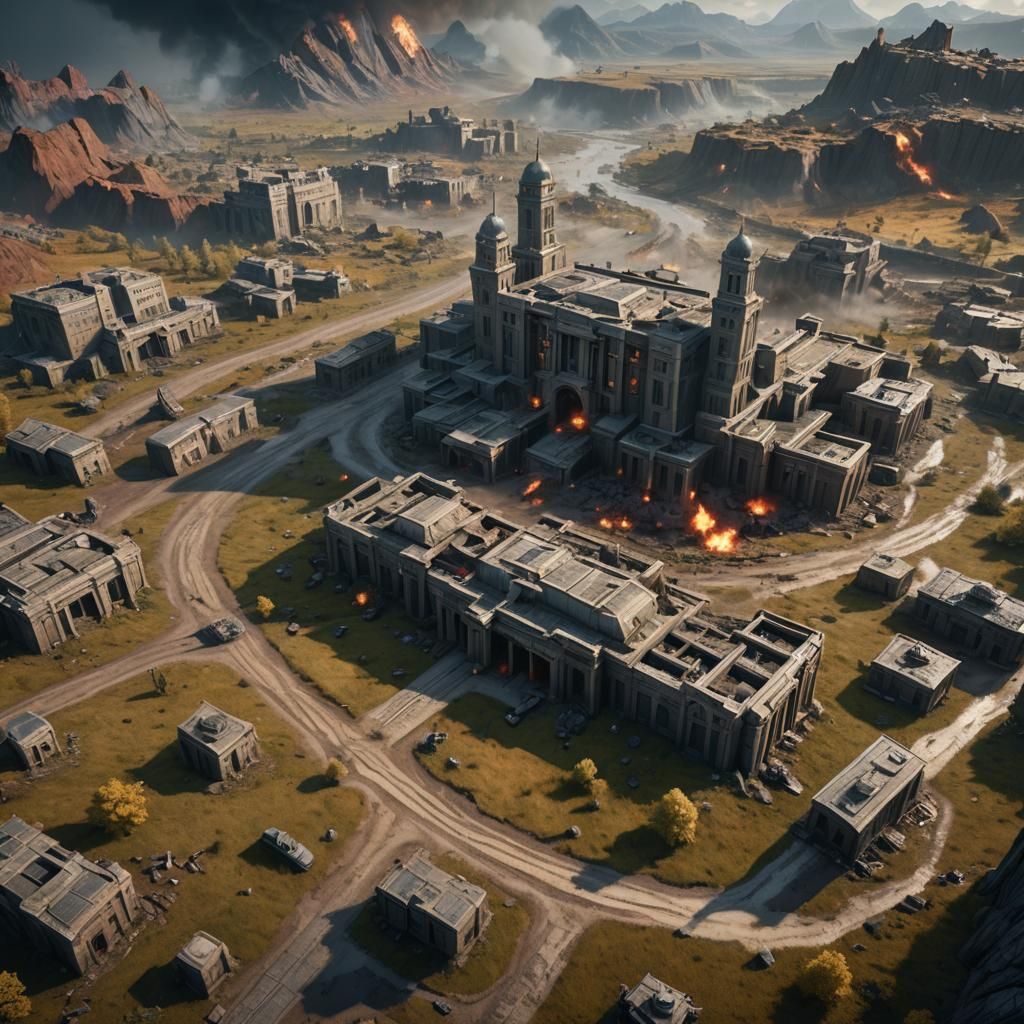 Detailed Matte Painting of a WW3 Battlefield
