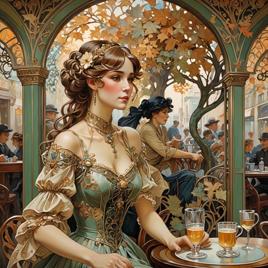 Charming Cafe in Art Nouveau Style
