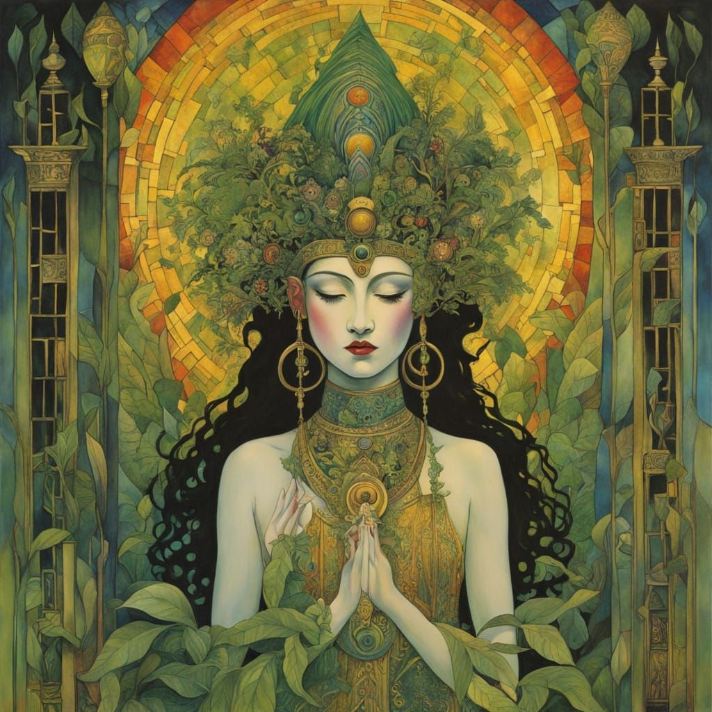 Enigmatic Cosmic Dancer in a Dystopian Hindu Temple