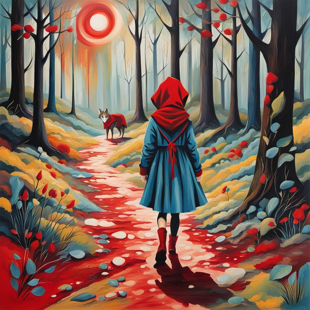 Abstract Little Red Riding Hood Art